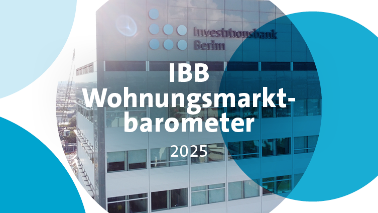 Das IBB Wohnungsmarktbarometer 2025, Copyright: Investitionsbank Berlin
Schriftzug IBB Wohnungsmarktbarometer 2025 vor dem Bürogebäude der Investitionsbank Berlin