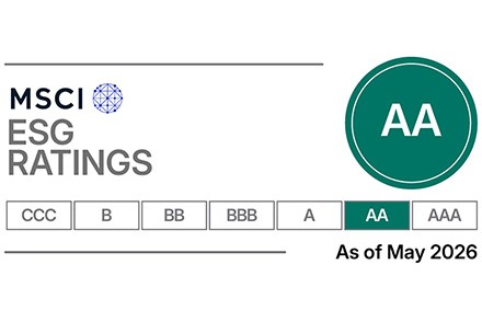 MSCI ESG-Nachhaltigkeitsrating: Bewertung AA auf einer Skala von CCC (niedrigste) bis AAA (höchste), Stand Mai 2026